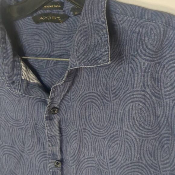 Axist Waved Washed Button Up Shirt Mens 100% Linen Large L - Picture 3 of 9